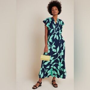 Maeve by anthropologie Cassandra navy and green dress size 2X